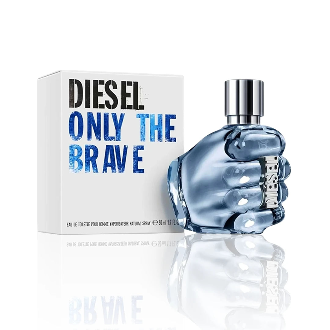 Diesel Only The Brave Pour Homme Eau de Toilette Spray 50 ml Flakon auf weißem Hintergrund