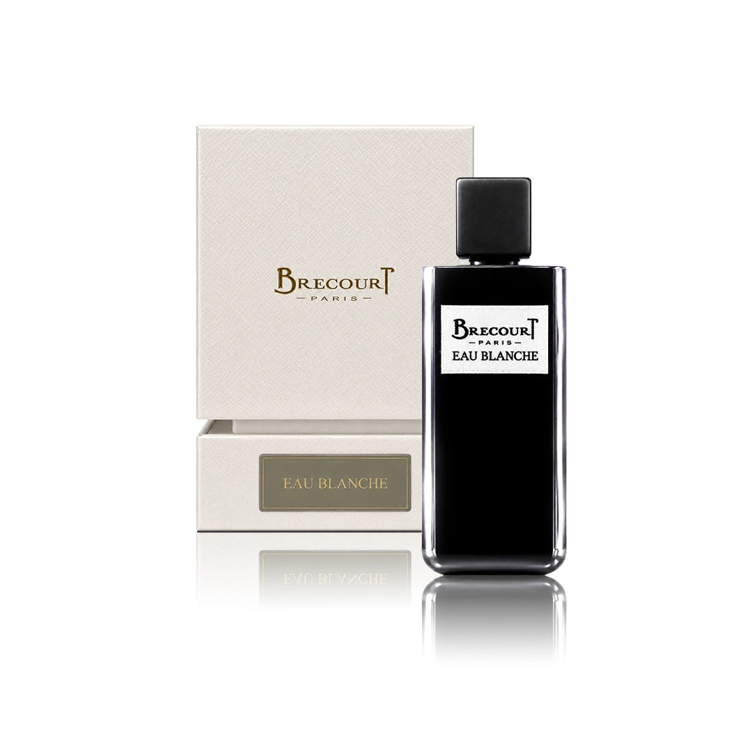 Brecourt Eau Blanche Eau de Parfum 100 ml Flakon mit Originalverpackung auf weißem Hintergrund