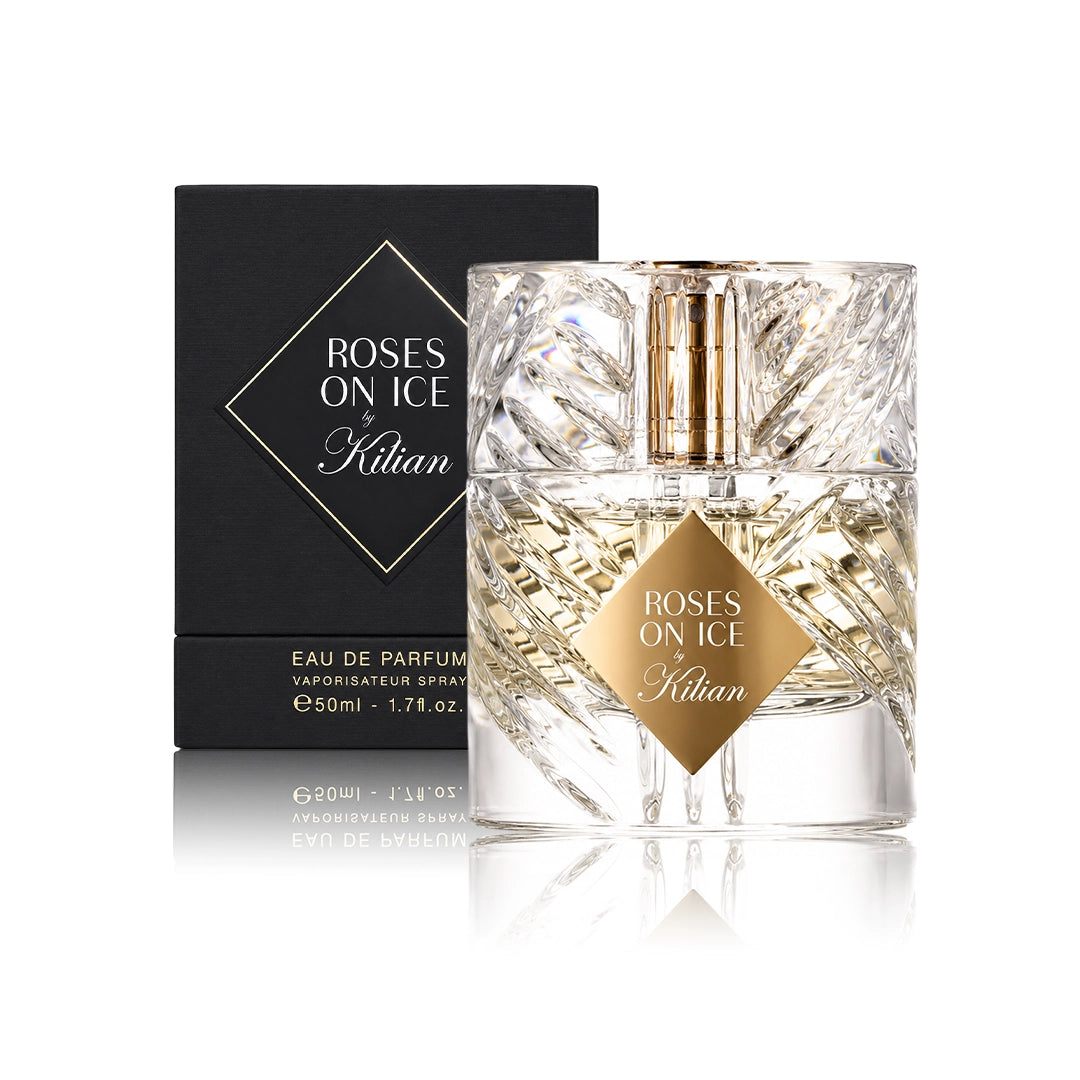 By Kilian Rose on Ice Eau de Parfum 50 ml Flakon mit Originalverpackung auf weißem Hintergrund