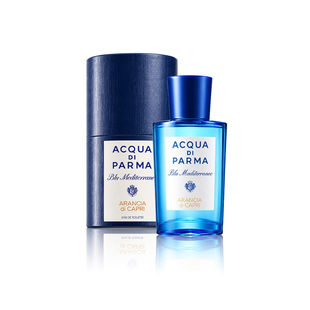 Acqua di Parma Arancia di Capri Eau de Toilette Spray 100 ml Flakon mit Originalverpackung auf weißem Hintergrund