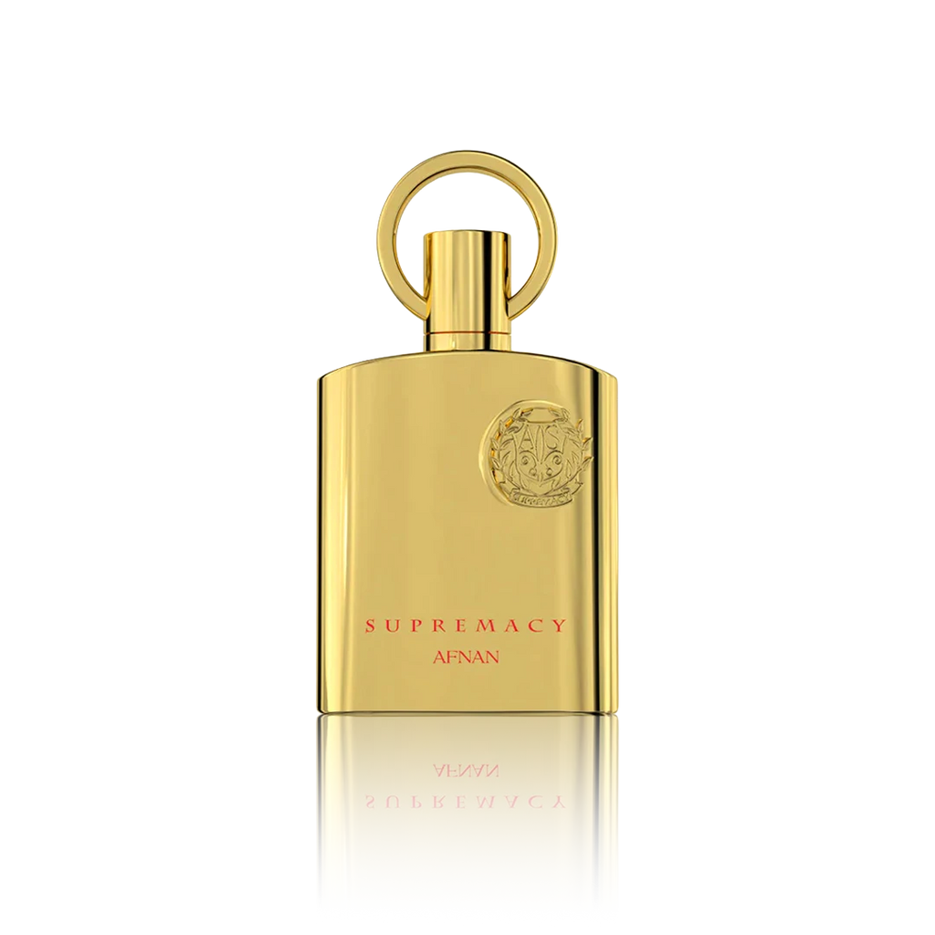 Afnan Supremacy Gold Eau de Parfum 100 ml Flakon freigestellt auf transparentem Hintergrund