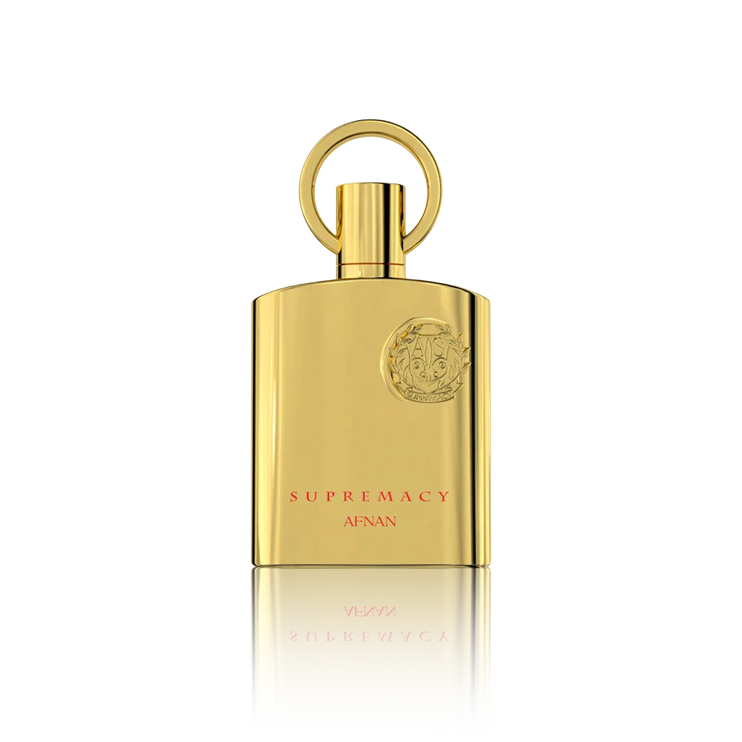 Afnan Supremacy Gold Eau de Parfum 100 ml Flakon freigestellt auf transparentem Hintergrund