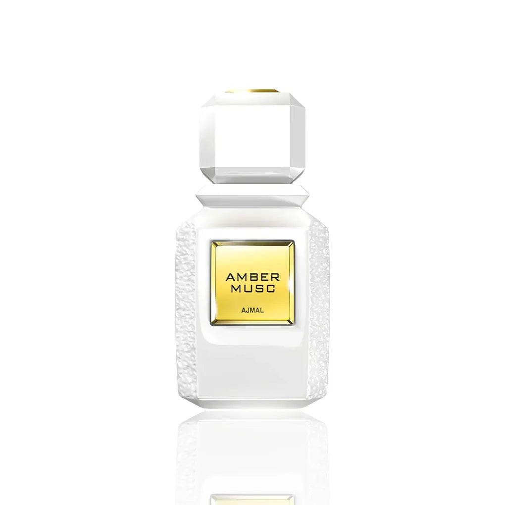 Ajmal Amber Musc Eau de Parfum 100 ml Flakon freigestellt auf weißem Hintergrund