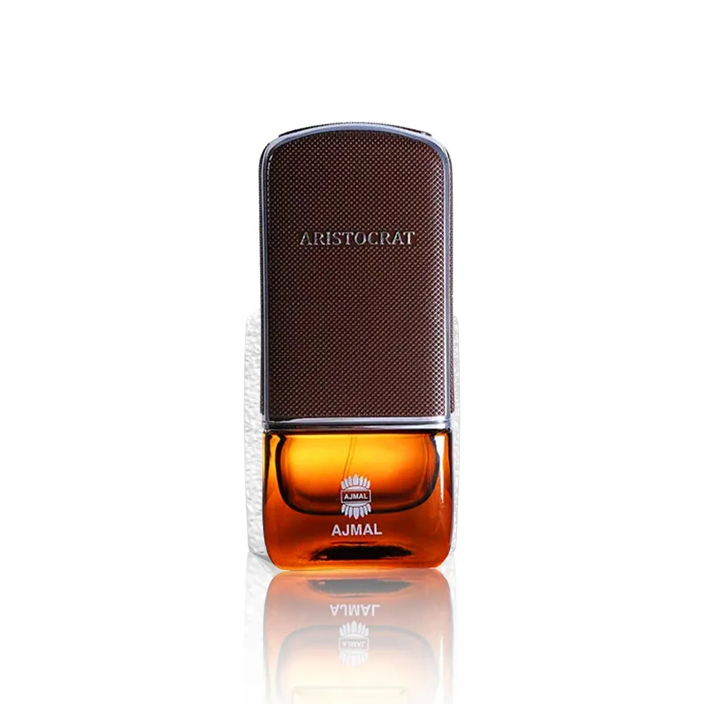 Ajmal Aristocrat Him Eau de Parfum 75 ml – brauner Flakon auf weißem Hintergrund.