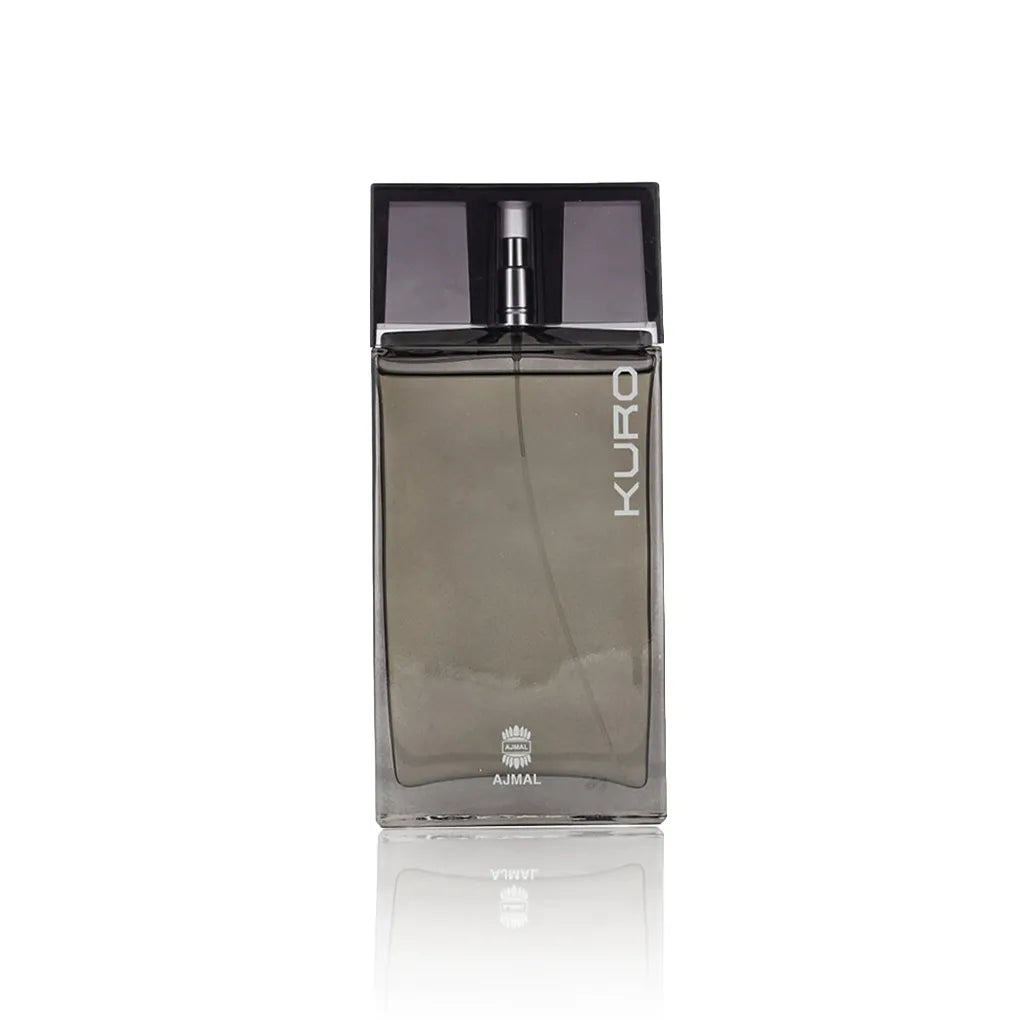 Ajmal Kuro Him Eau de Parfum 90 ml Flakon Vorderansicht auf weißem Hintergrund.