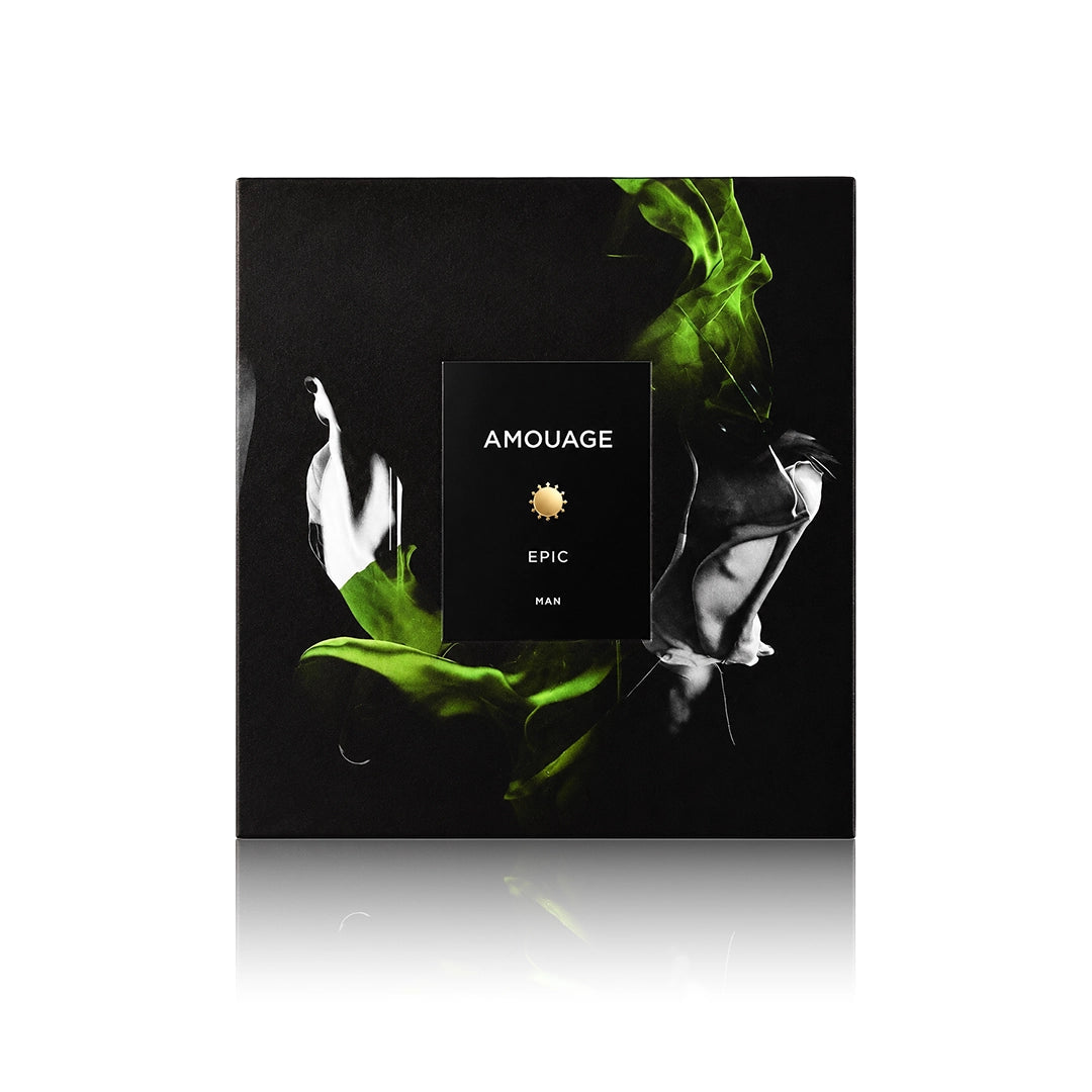 Amouage Epic Man Eau de Parfum 100 ml mit Originalverpackung auf weißem Hintergrund