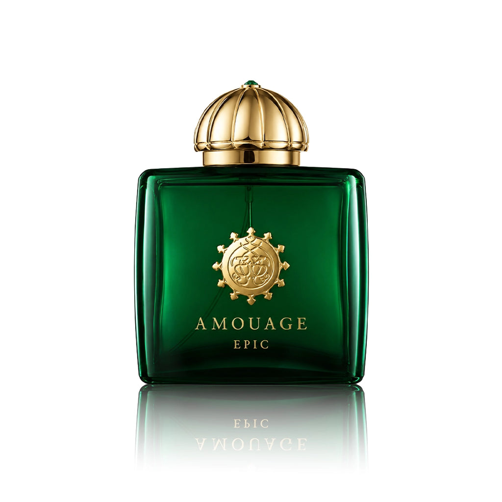 Amouage Epic Eau de Parfum 100 ml Flakon auf weißem Hintergrund