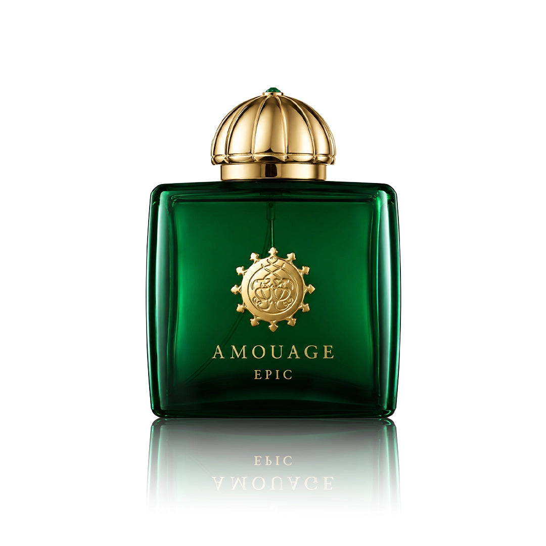 Amouage Epic Eau de Parfum 100 ml Flakon auf weißem Hintergrund