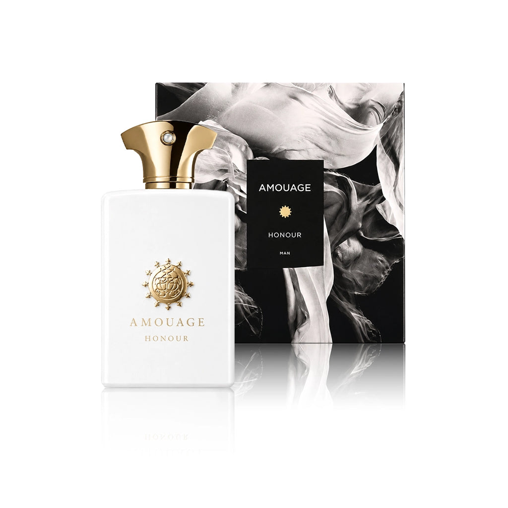 Amouage Honour Man Eau de Parfum 100 ml Flakon mit Originalverpackung auf weißem Hintergrund