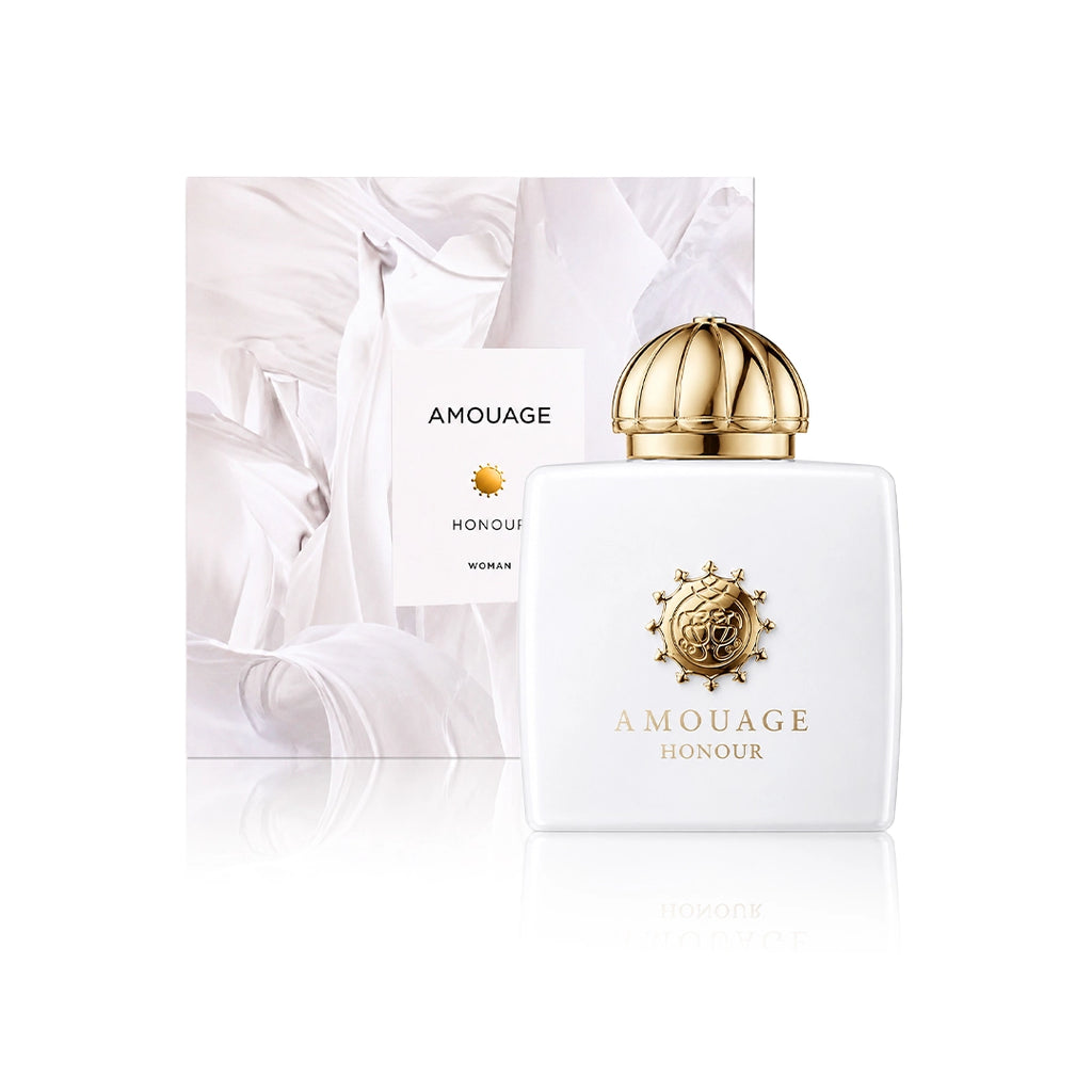 Amouage Honour Eau de Parfum 100 ml Flakon mit Originalverpackung auf weißem Hintergrund