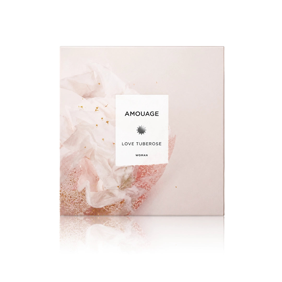 Amouage Love Tuberose Eau de Parfum 100 ml mit Originalverpackung auf weißem Hintergrund
