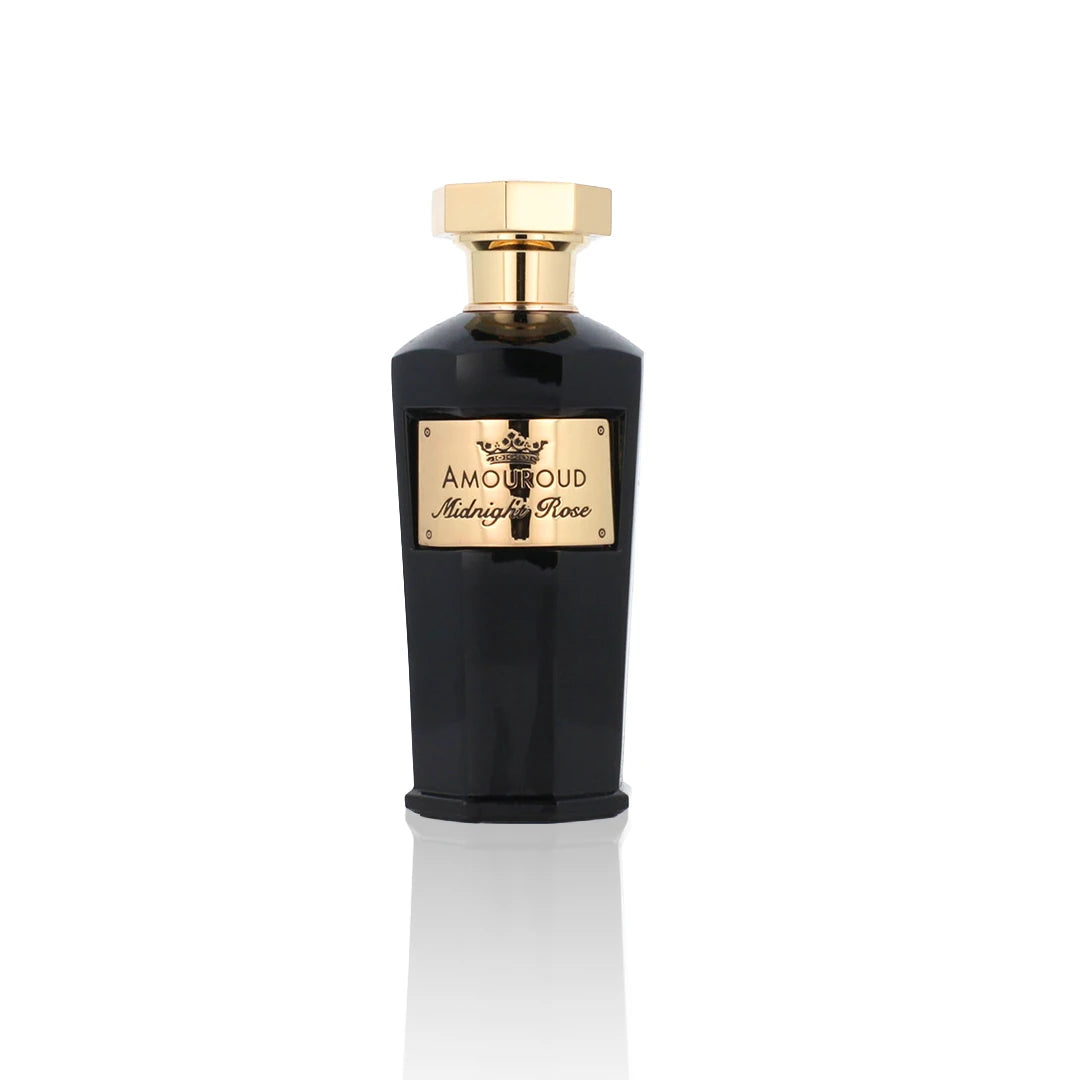 Amouroud Midnight Rose Eau de Parfum Flakon auf weißem Hintergrund