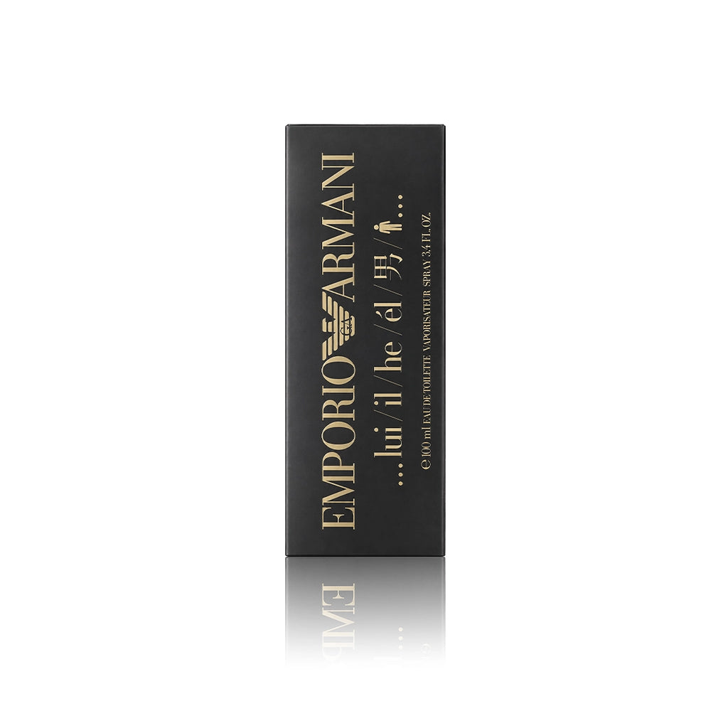 Armani He Eau de Toilette 100 ml Originalverpackung auf weißem Hintergrund