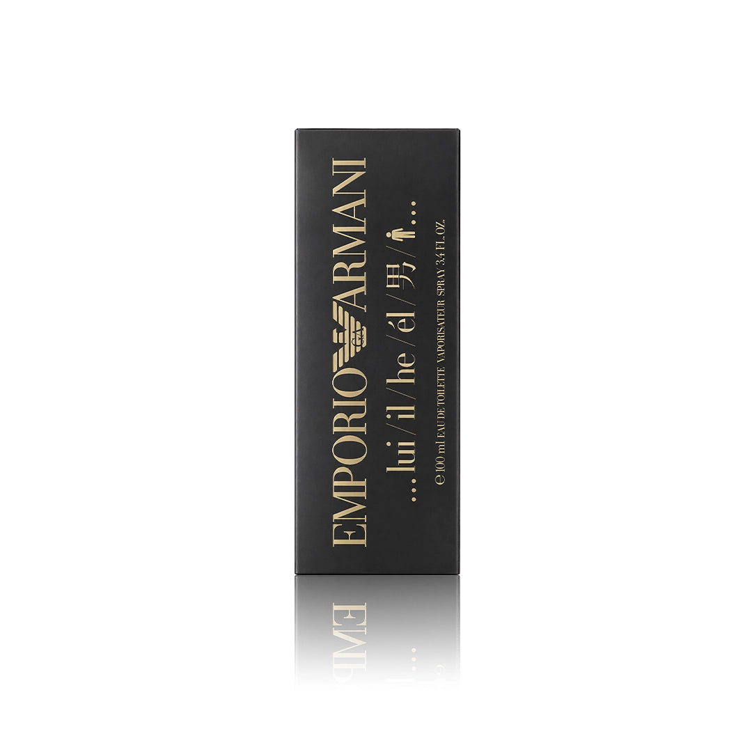 Armani He Eau de Toilette 100 ml Originalverpackung auf weißem Hintergrund