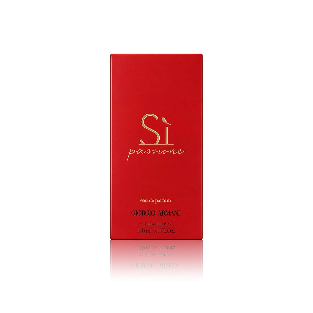 Armani Sì Passione Eau de Parfum 150 ml Originalverpackung auf weißem Hintergrund