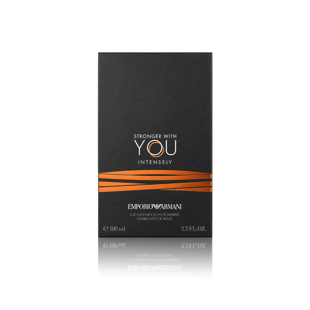 Armani Stronger With You Intensely Eau de Parfum 100 ml Originalverpackung auf weißem Hintergrund