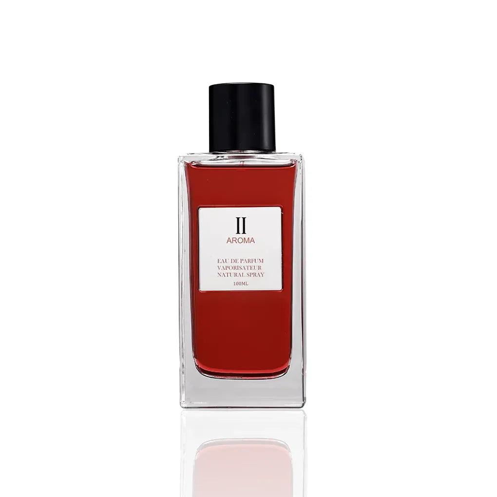Aurora Scents Aroma II Eau de Parfum 100 ml Flakon auf weißem Hintergrund.