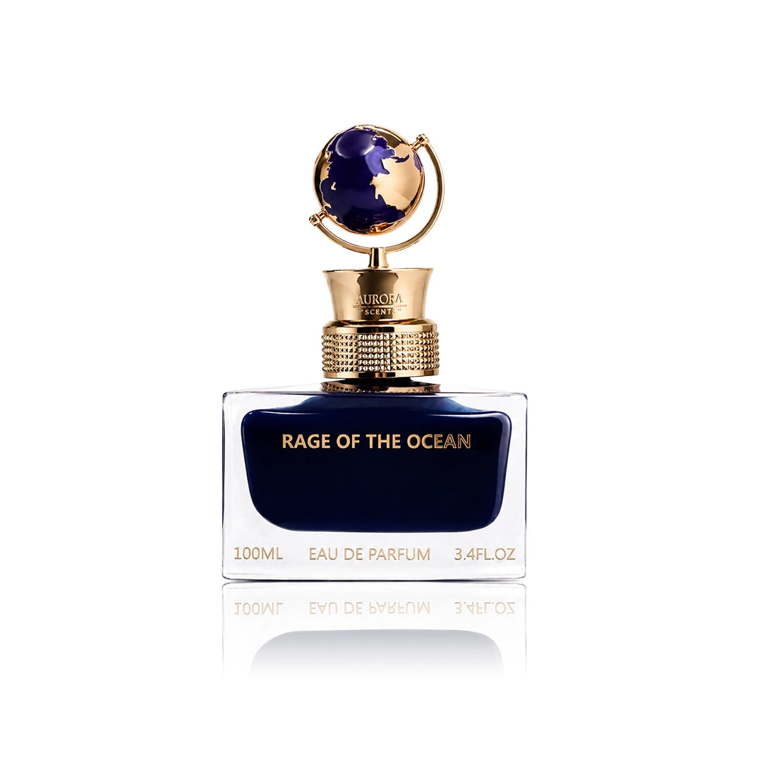 Aurora Scents Rage of the Ocean Eau de Parfum 100 ml Flakon auf weißem Hintergrund