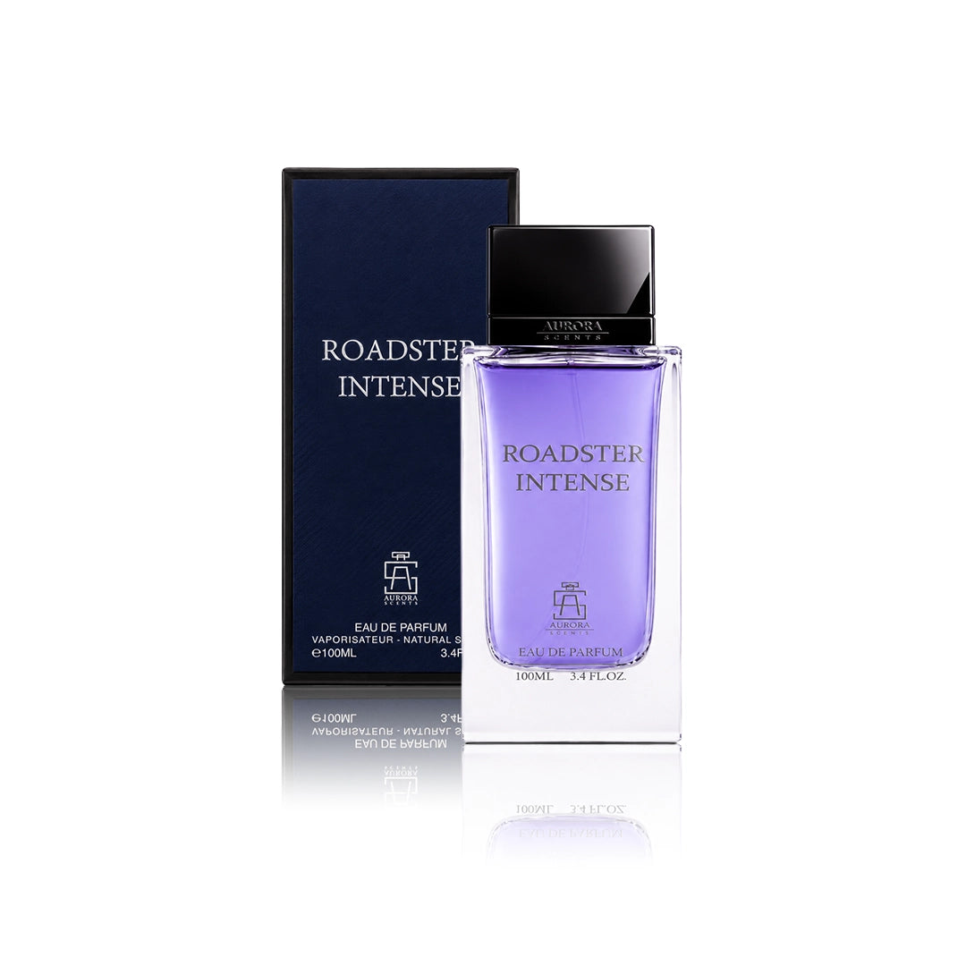 Aurora Scents Roadster Intense Eau de Parfum 100 ml Flakon mit Originalverpackung auf weißem Hintergrund