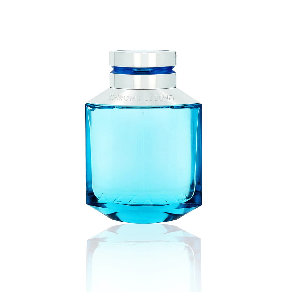 Azzaro Chrome Legend Eau de Toilette 75 ml Flakon auf weißem Hintergrund.