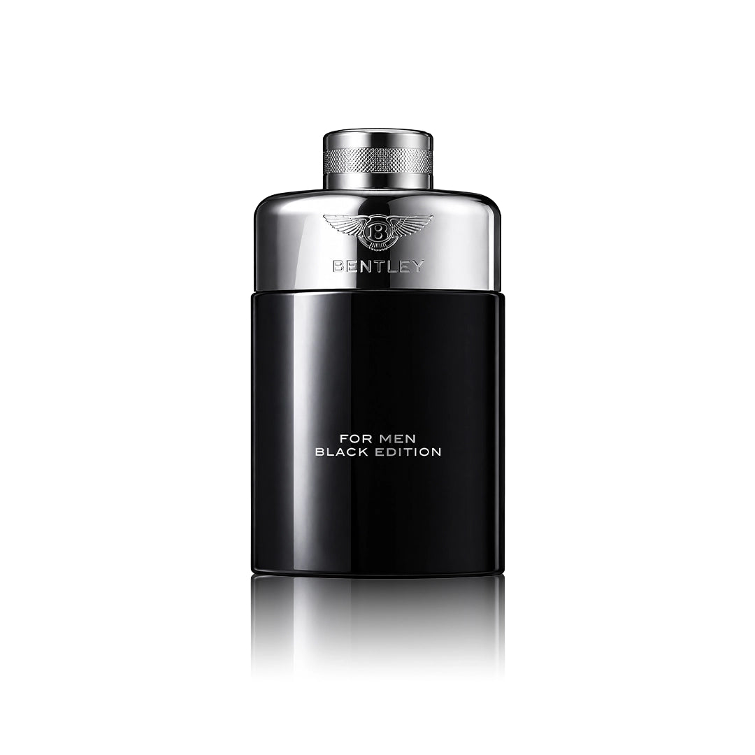 Bentley for Men Black Edition Eau de Parfum 100 ml Flakon auf weißem Hintergrund