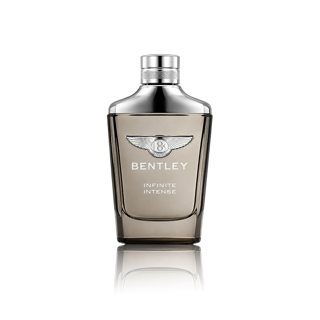 Bentley Infinite Intense Eau de Parfum 100 ml Flakon auf weißem Hintergrund