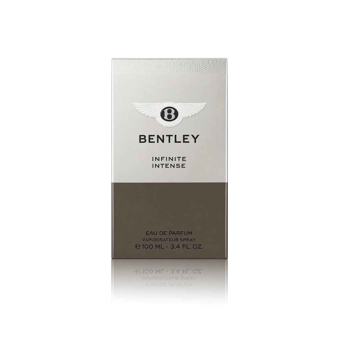 Bentley Infinite Intense Eau de Parfum 100 ml mit Originalverpackung auf weißem Hintergrund