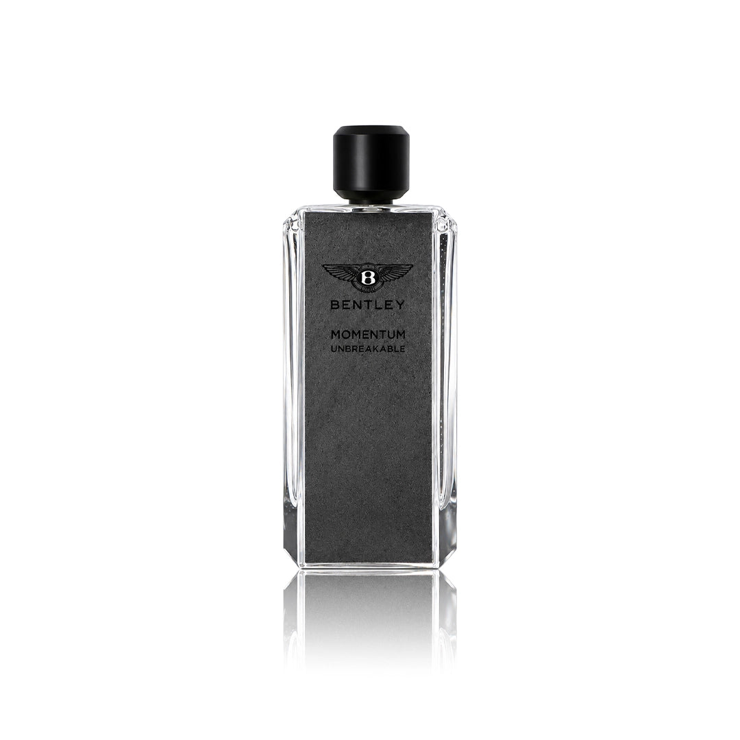 Bentley Momentum Unbreakable Eau de Parfum 100 ml Flakon auf weißem Hintergrund