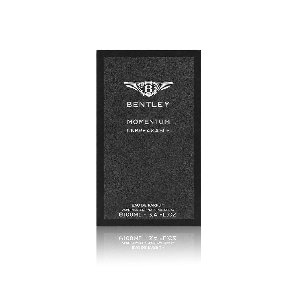 Bentley Momentum Unbreakable Eau de Parfum 100 ml mit Originalverpackung auf weißem Hintergrund