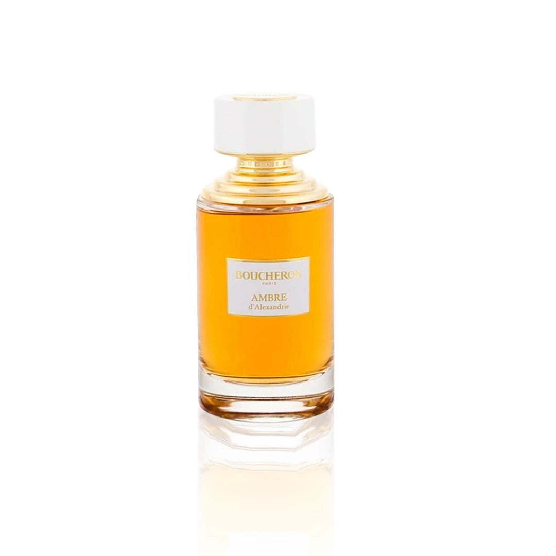 Boucheron Ambre d’Alexandrie Eau de Parfum 125 ml Flakon auf weißem Hintergrund.