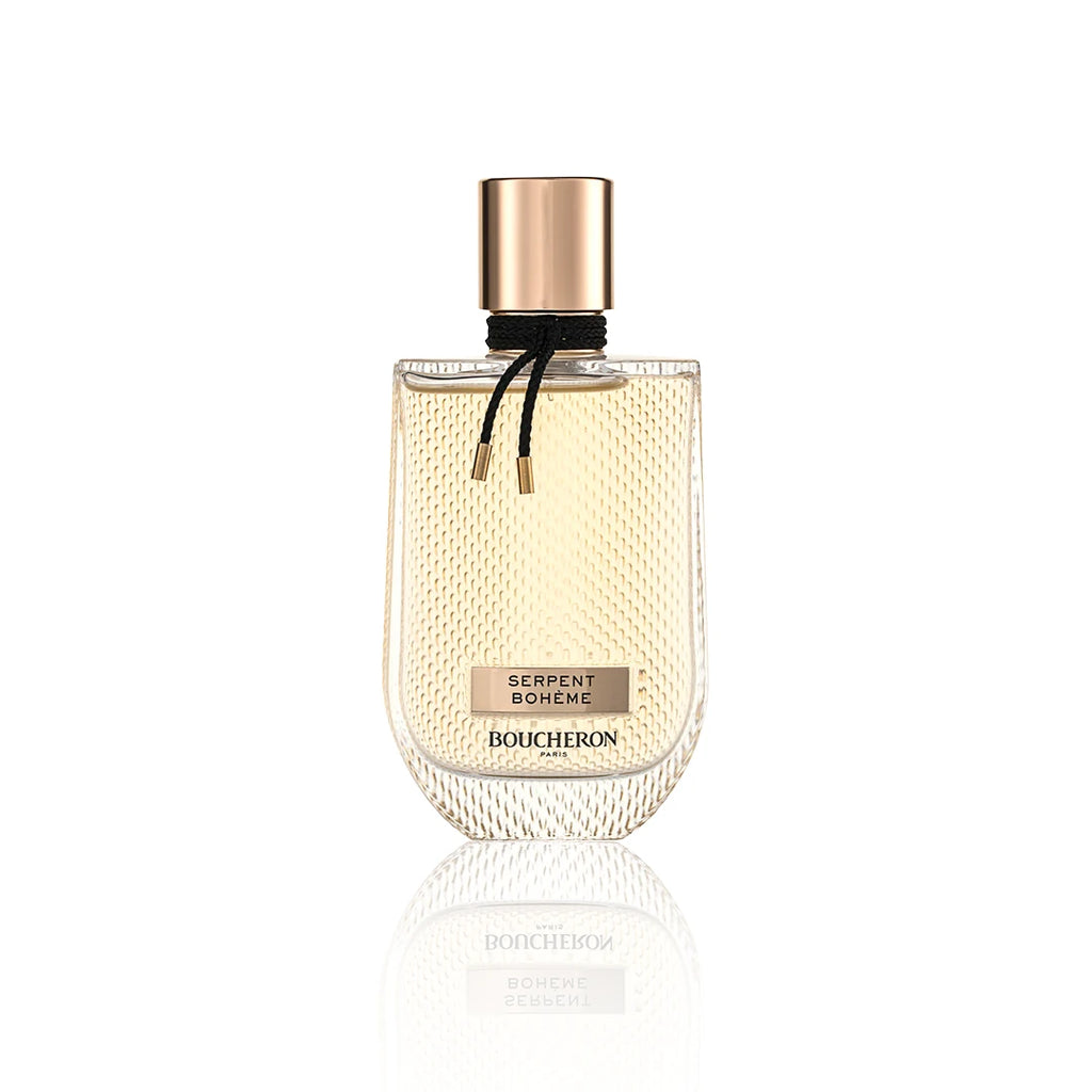 Boucheron Serpent Bohème Eau de Parfum 90 ml Flakon auf weißem Hintergrund.