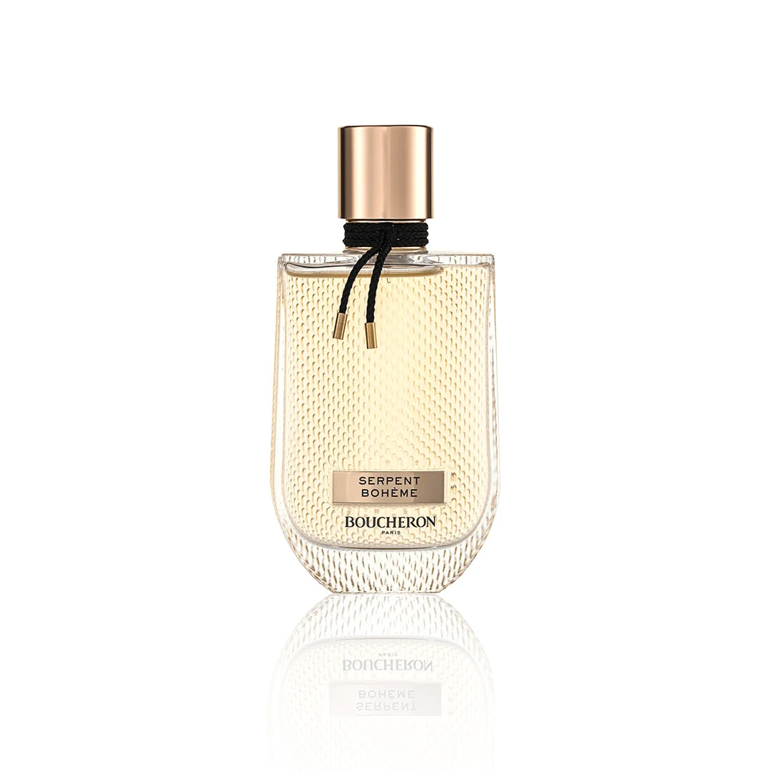 Boucheron Serpent Bohème Eau de Parfum 90 ml Flakon auf weißem Hintergrund.