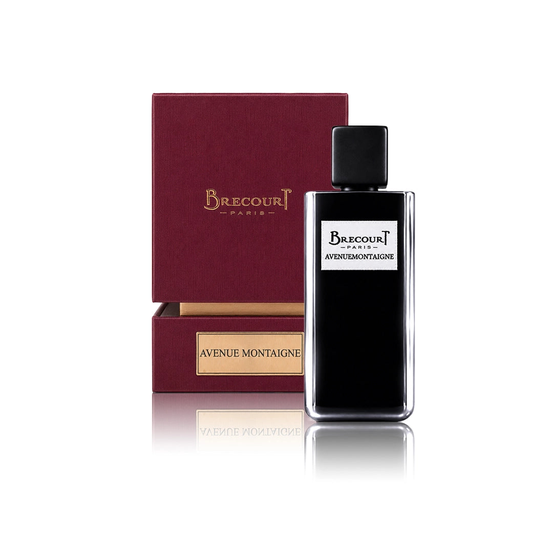 Brecourt Avenue Montaigne Eau de Parfum 100 ml Flakon mit Originalverpackung auf weißem Hintergrund