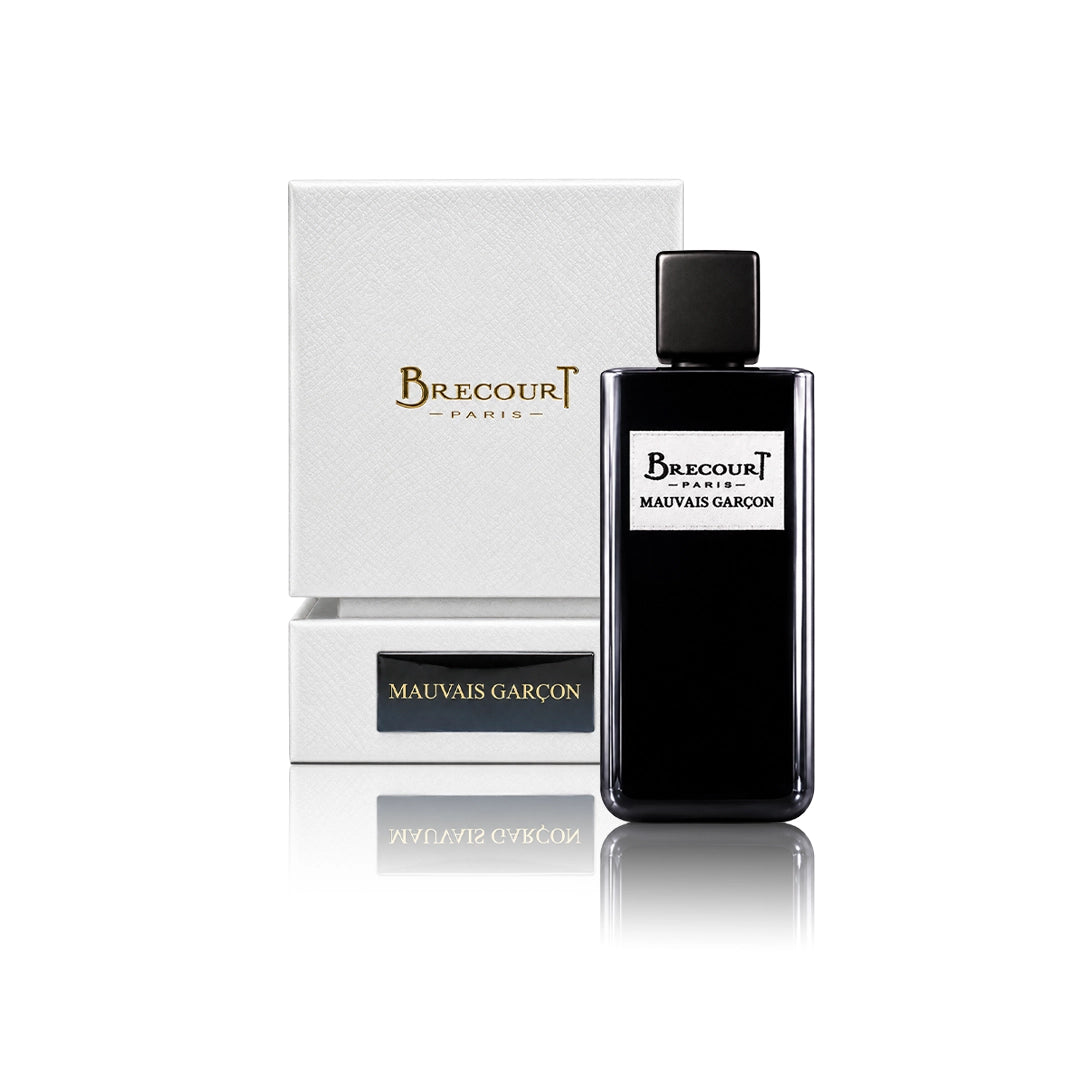 Brecourt Mauvais Garçon Eau de Parfum 100 ml Flakon mit Originalverpackung auf weißem Hintergrund