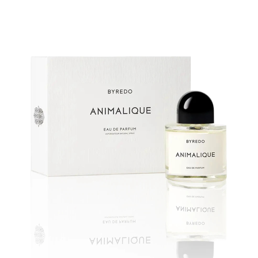 Byredo Animalique Eau de Parfum 100 ml Flakon mit Originalverpackung auf weißem Hintergrund