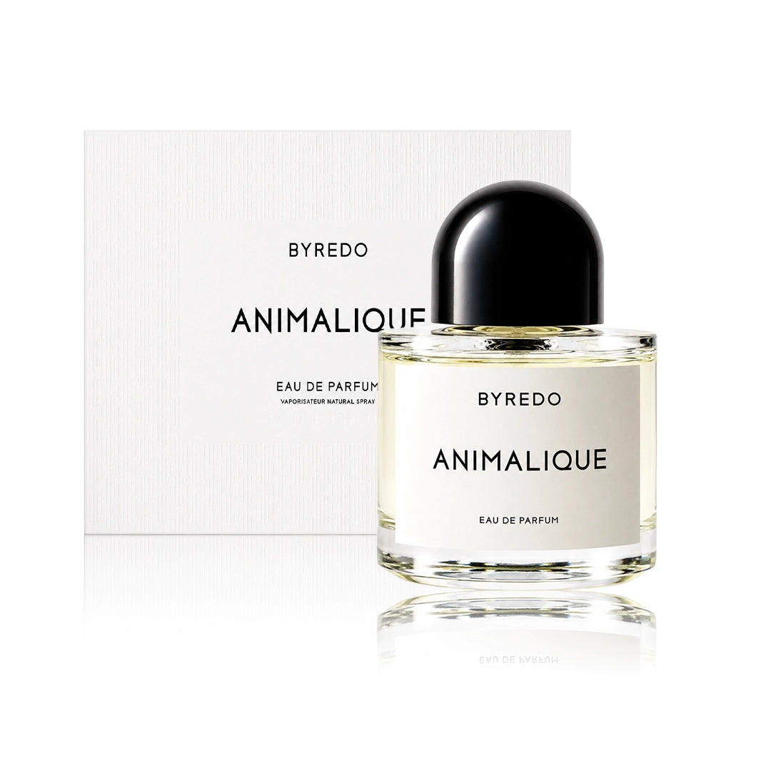 Byredo Animalique Eau de Parfum 100 ml Flakon mit Originalverpackung auf weißem Hintergrund