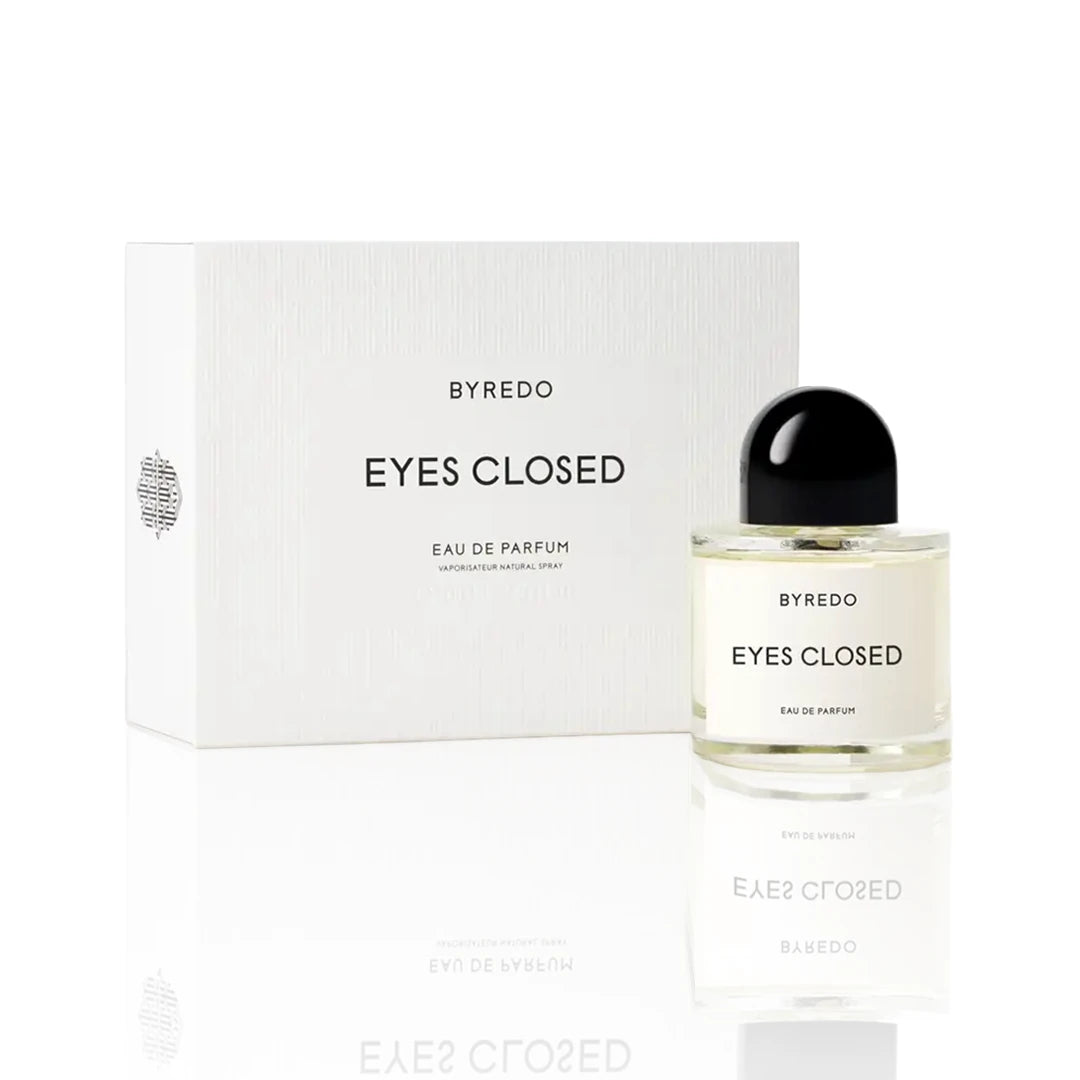 Byredo Eyes Closed Eau de Parfum 100 ml Flakon mit Originalverpackung auf weißem Hintergrund