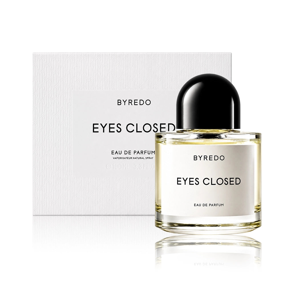 Byredo Eyes Closed Eau de Parfum 100 ml Flakon mit Originalverpackung auf weißem Hintergrund