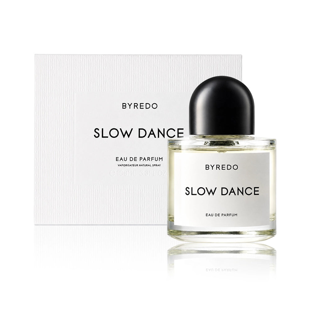 Byredo Slow Dance Eau de Parfum 100 ml Flakon mit Originalverpackung auf weißem Hintergrund