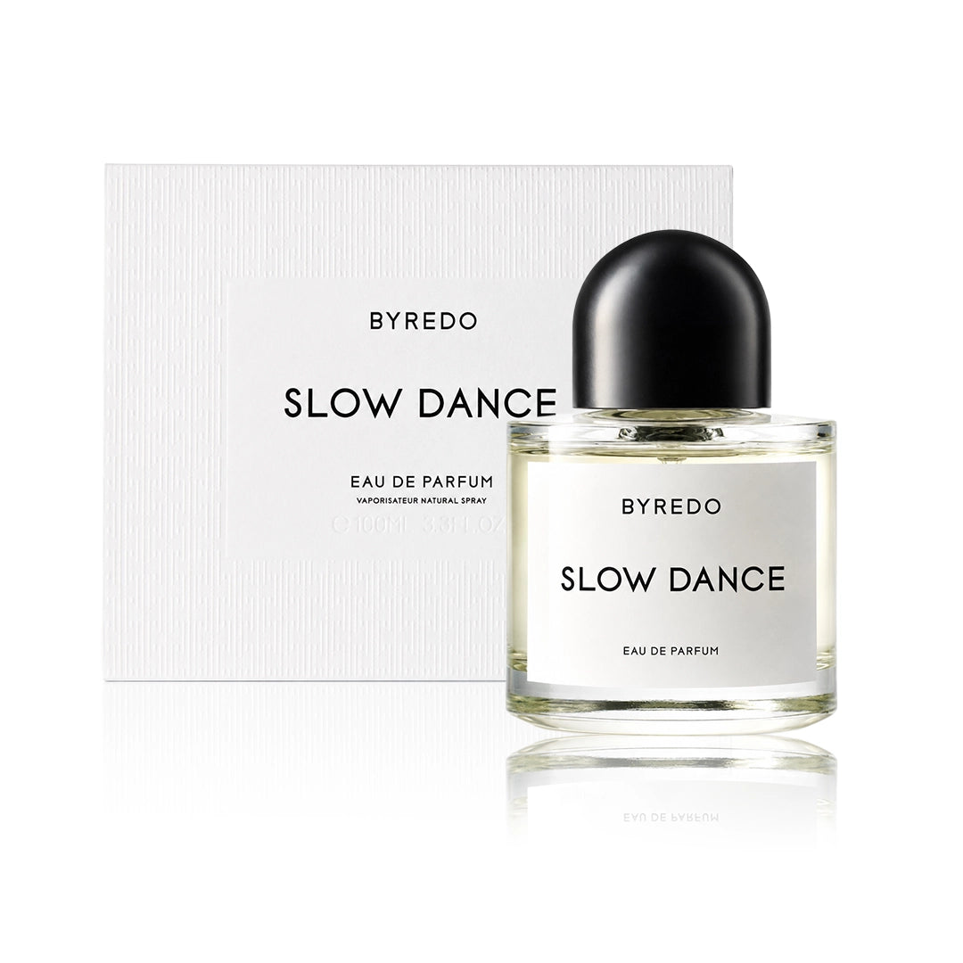 Byredo Slow Dance Eau de Parfum 100 ml Flakon mit Originalverpackung auf weißem Hintergrund