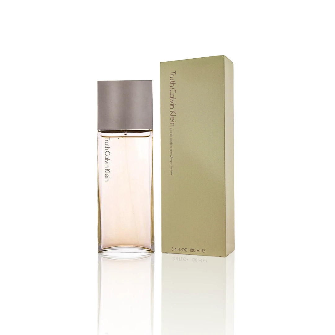 Calvin Klein Truth Eau de Parfum 100 ml Flakon mit Originalverpackung auf weißem Hintergrund