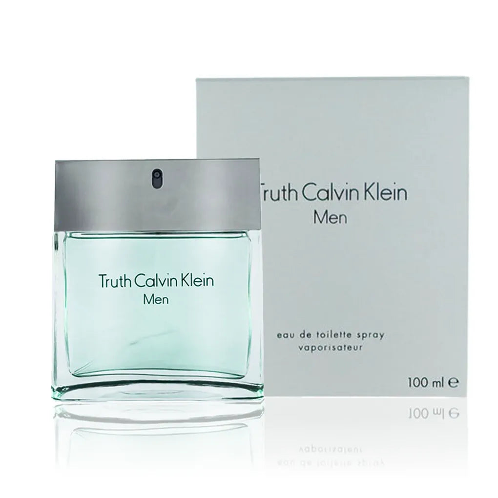 Calvin Klein Truth Men Eau de Toilette 100 ml Flakon mit Originalverpackung auf weißem Hintergrund