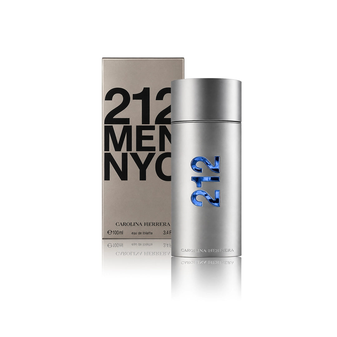 Carolina Herrera 212 Eau de Toilette Flakon mit Originalverpackung auf weißem Hintergrund