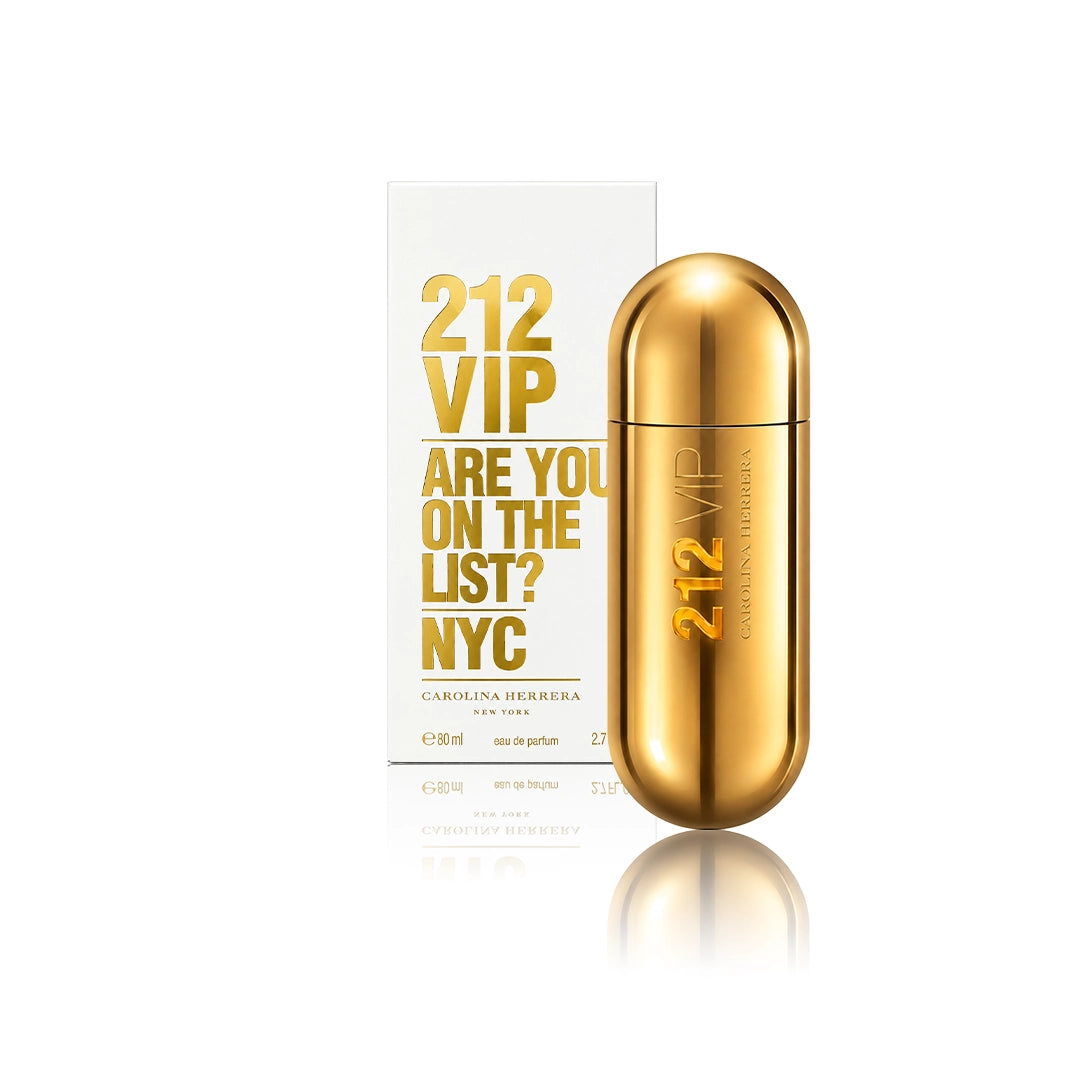 Carolina Herrera 212 VIP Eau de Parfum 80 ml Flakon mit Originalverpackung auf weißem Hintergrund