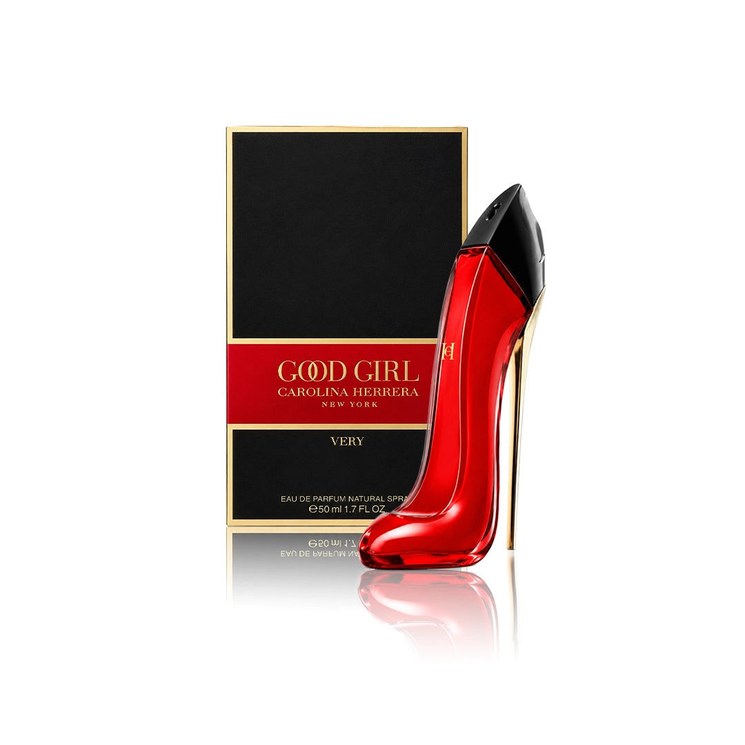 Carolina Herrera Very Good Girl Eau de Parfum Spray 50 ml Flakon mit Originalverpackung auf weißem Hintergrund