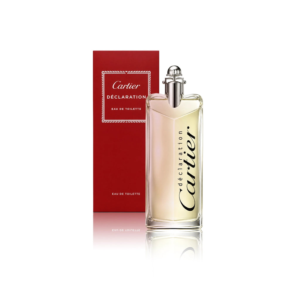 Cartier Déclaration Eau de Toilette 100 ml Flakon mit Originalverpackung auf weißem Hintergrund