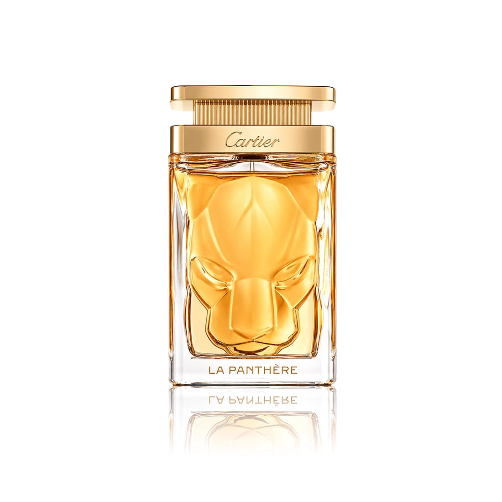 Cartier La Panthère Eau de Parfum 100 ml Flakon auf weißem Hintergrund