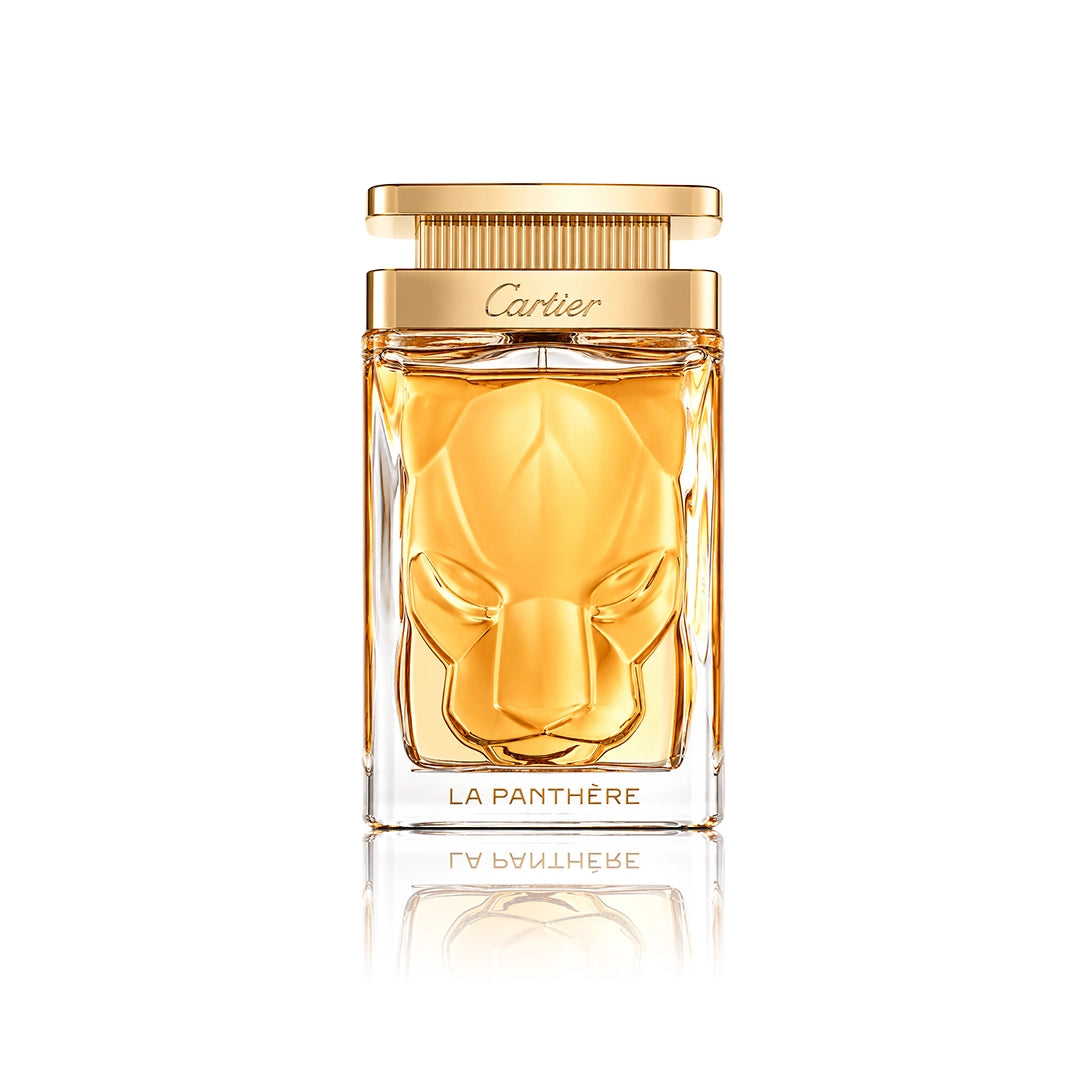 Cartier La Panthère Eau de Parfum 100 ml Flakon auf weißem Hintergrund