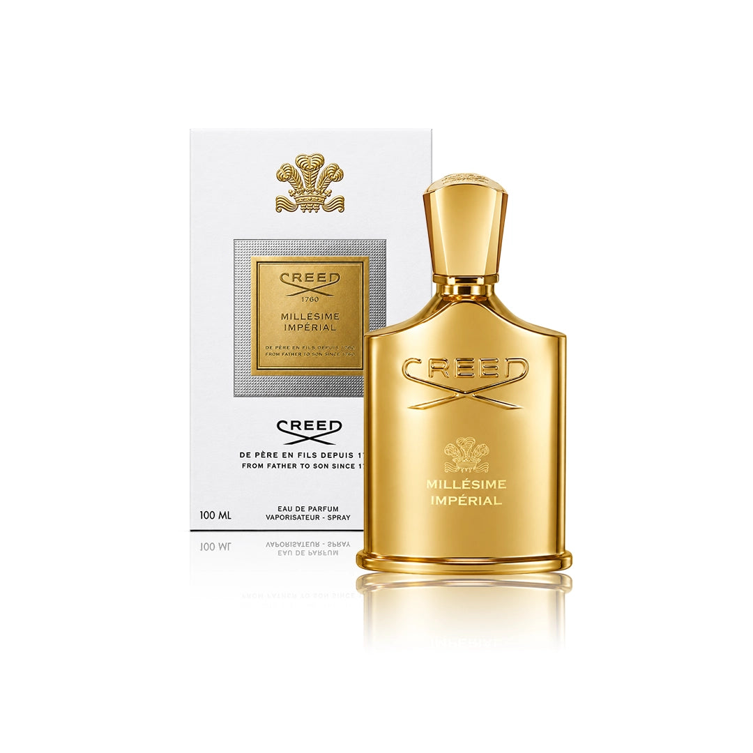 Creed Millésime Impérial Eau de Parfum 100 ml Flakon mit Originalverpackung auf weißem Hintergrund