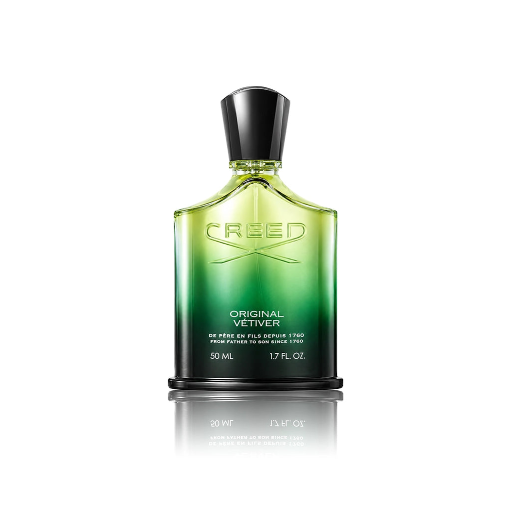 Creed Original Vetiver Eau de Parfum Spray 50 ml Flakon auf weißem Hintergrund